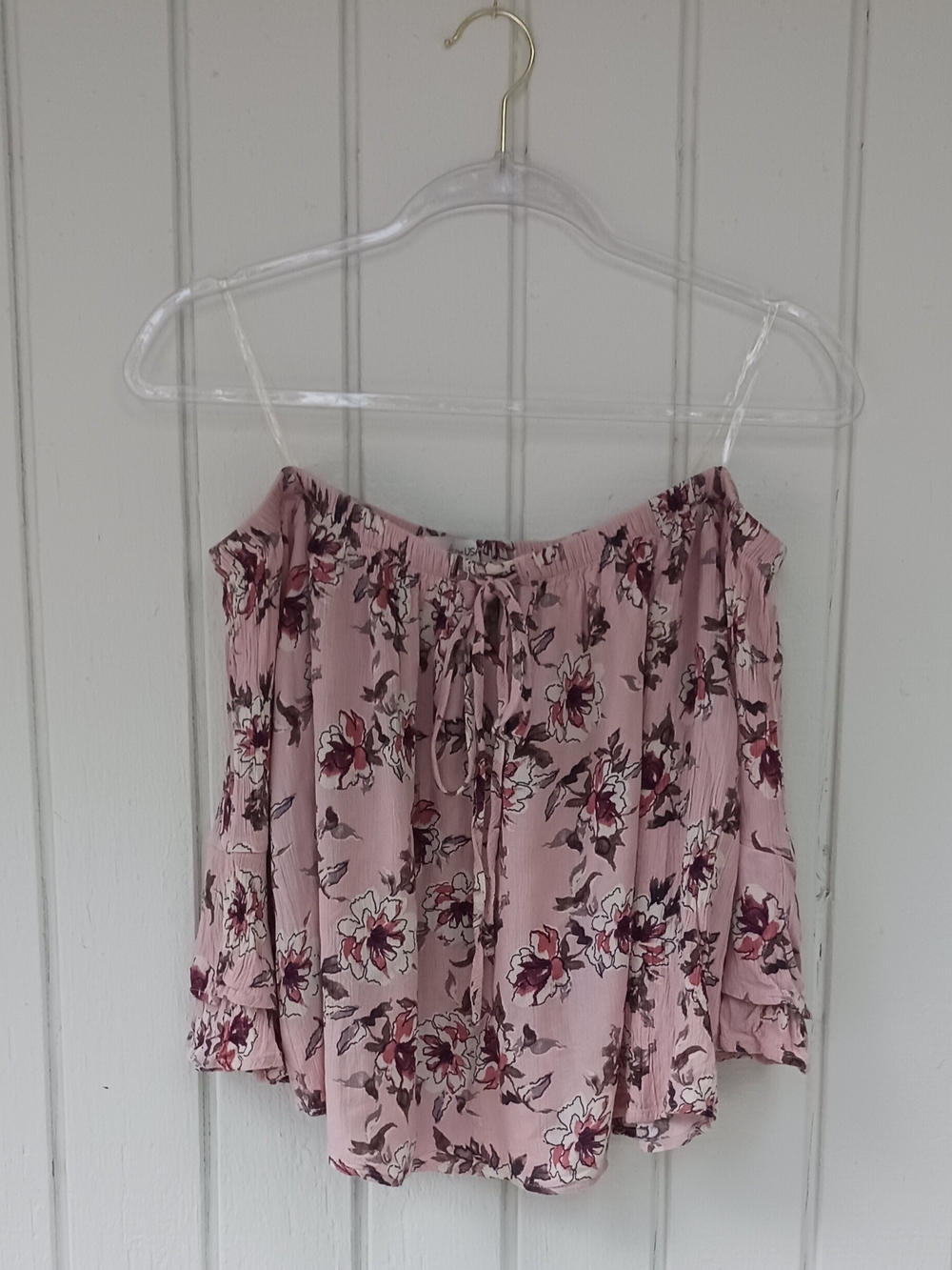 Off-Shoulder Pink Floral Blouse